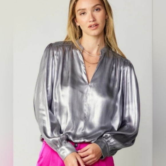 Current Air Tops - Current Air METALLIC  HEM BLOUSE. Size Small
